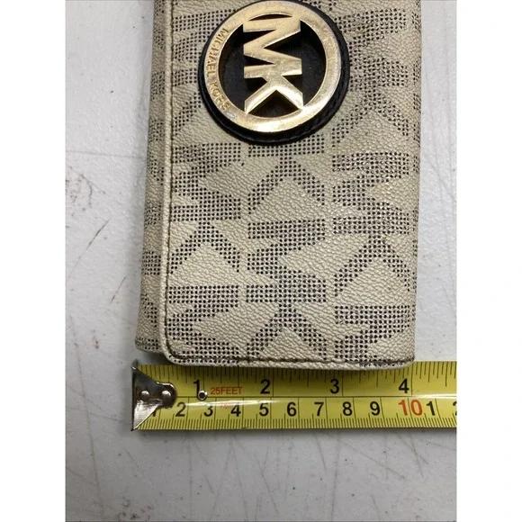 Michael Kors Harper MK‎ Signature Chain Tote Purse White/Blk With MK Wallet - Picture 3 of 16